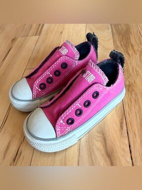 CONVERSE ALL STAR PINK SLIP ON SNEAKERS SHOES TODDLER GIRL 5 (21) EXCELLENT
